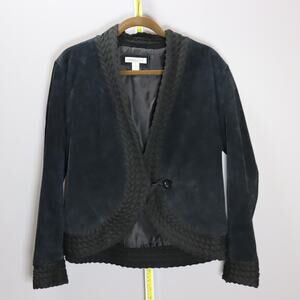 Coldwater Creek Black‎ Suede Knit Trim Jacket Women’s L